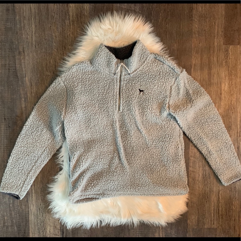 PINK Victoria Secret Sherpa Boyfriend Quarter Zip